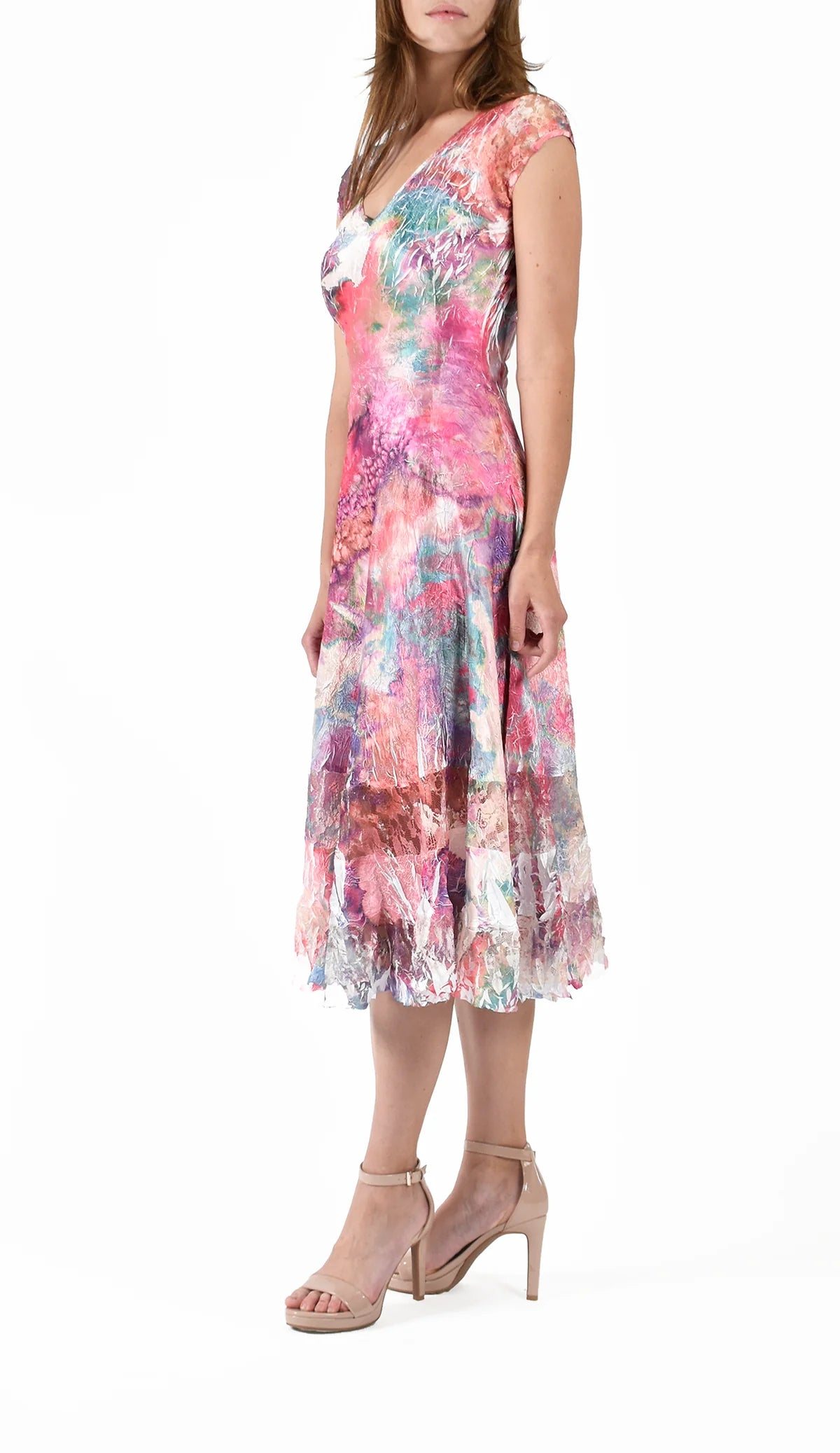 Cap Sleeve V-Neck Dress CLN2491 - KOMAROV