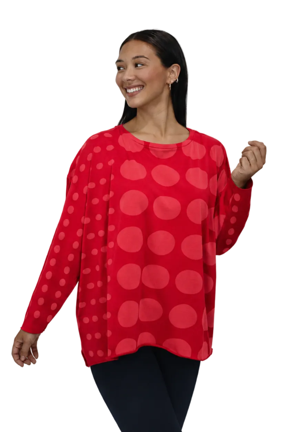 Pima Cotton Circles Luxury Boxy Tee - Chili: Chili