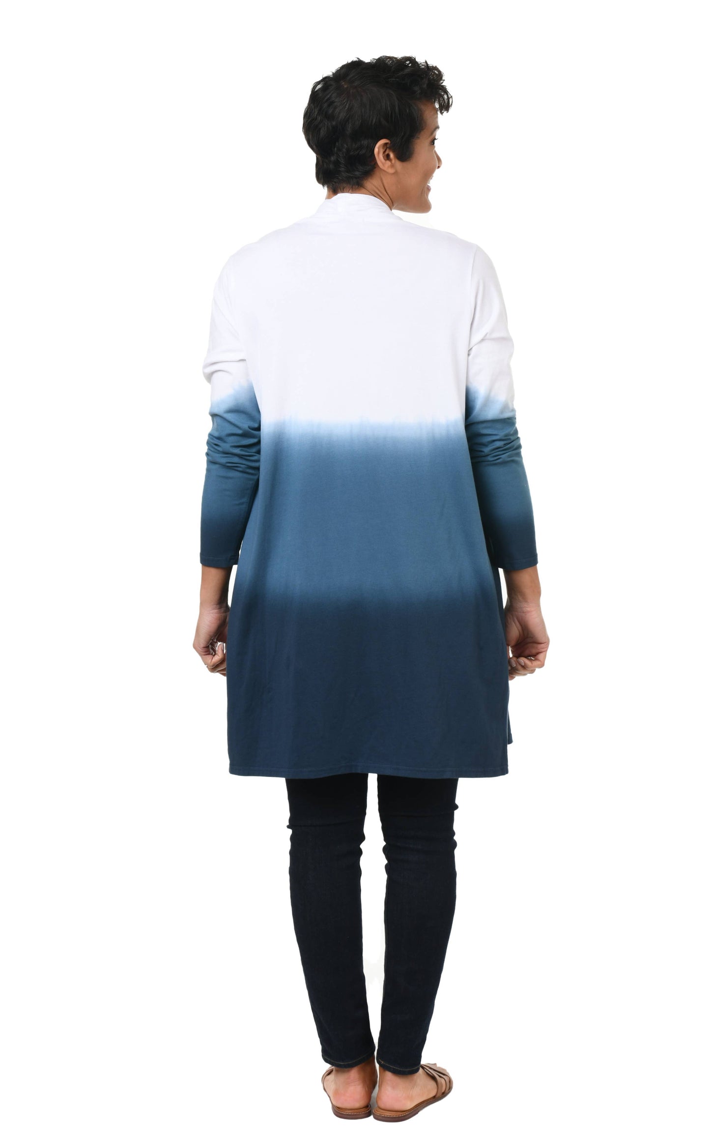 SDM433 Bessie Cardigan in Real Teal Ombre*: L