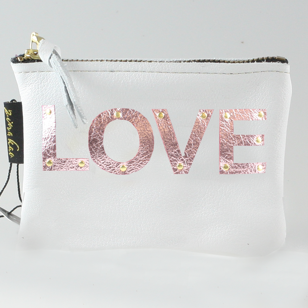 The Metallic Applique Carter: LOVE: Pewter w/Rose letters