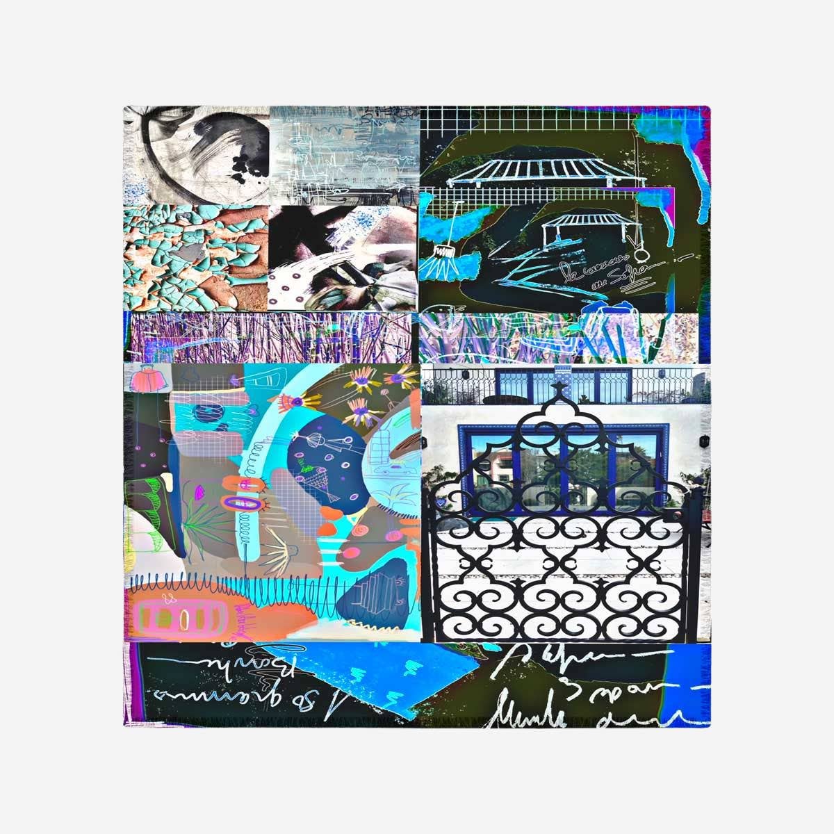 Silk-Modal Large Square Scarf - Garden Party