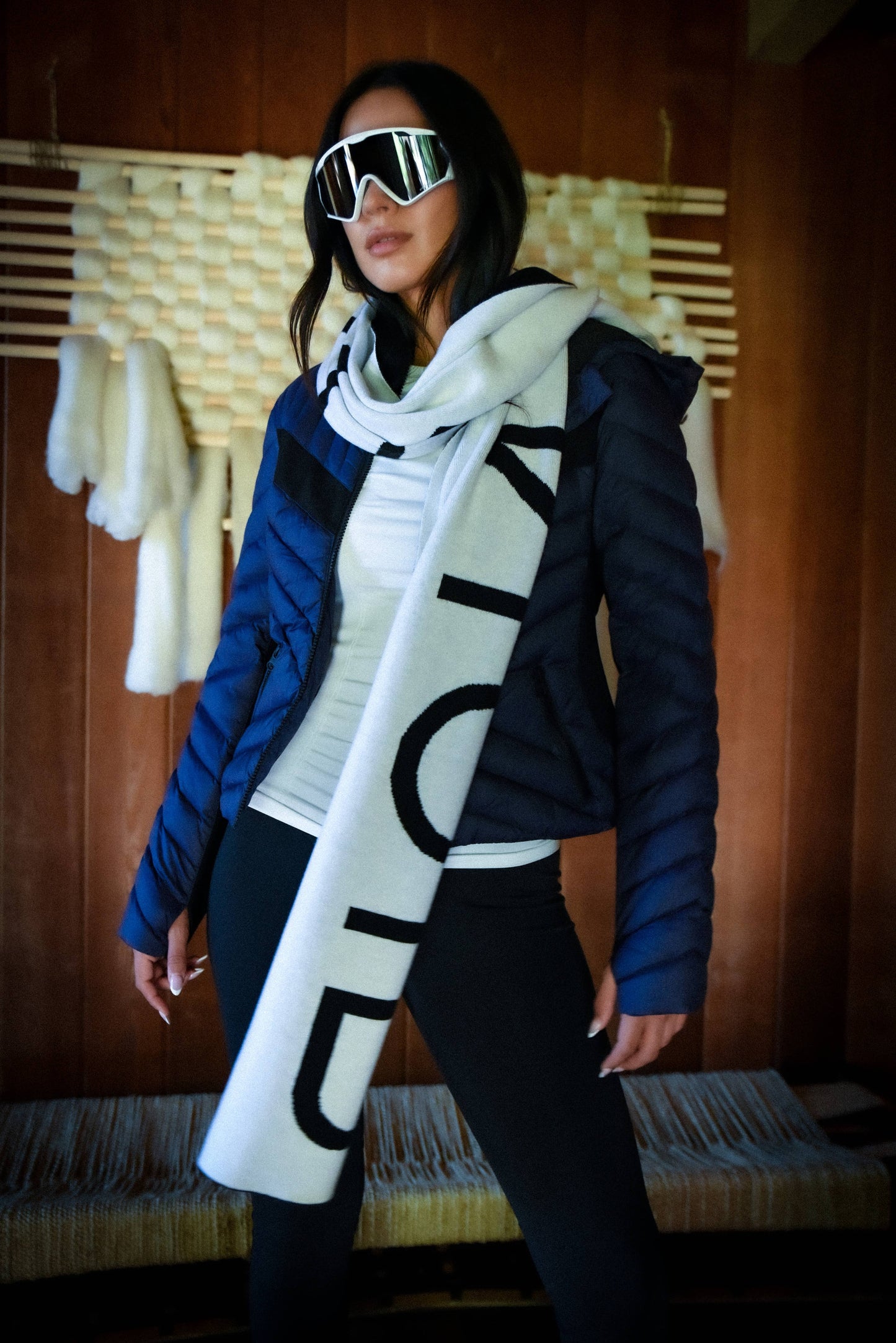 Jacquard Knit Scarf - Blanc Noir