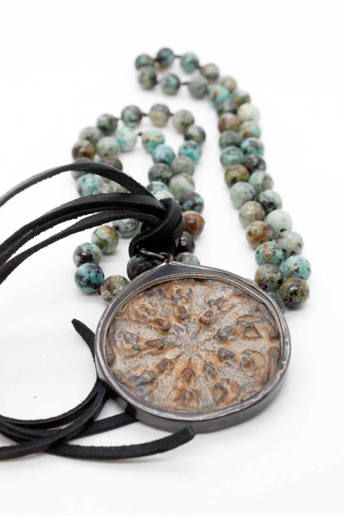 Buddha Necklace 80 - Large African Turquoise Buddha Necklace - One of a Kind -