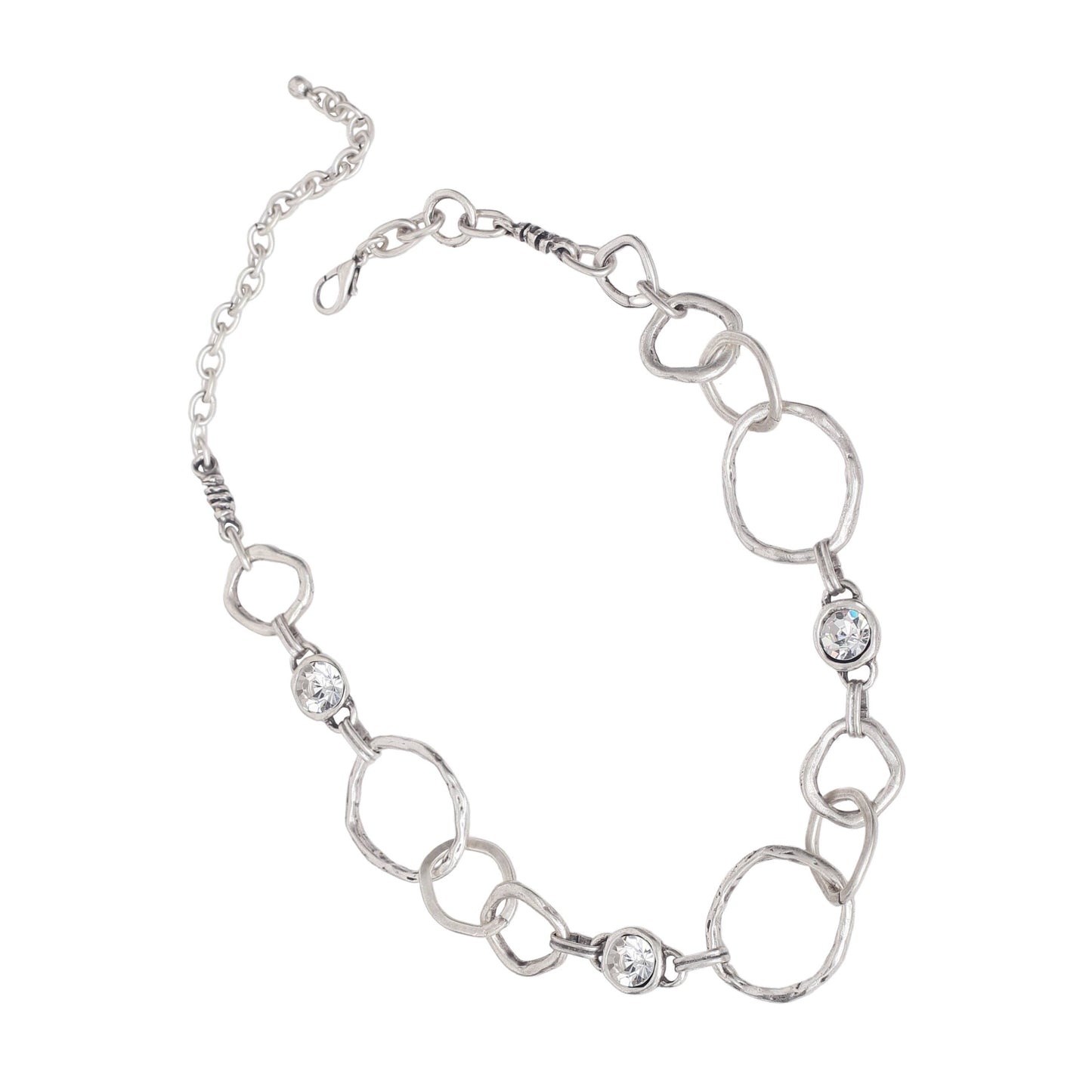 Handmade Crystal Pewter Necklace - 3907