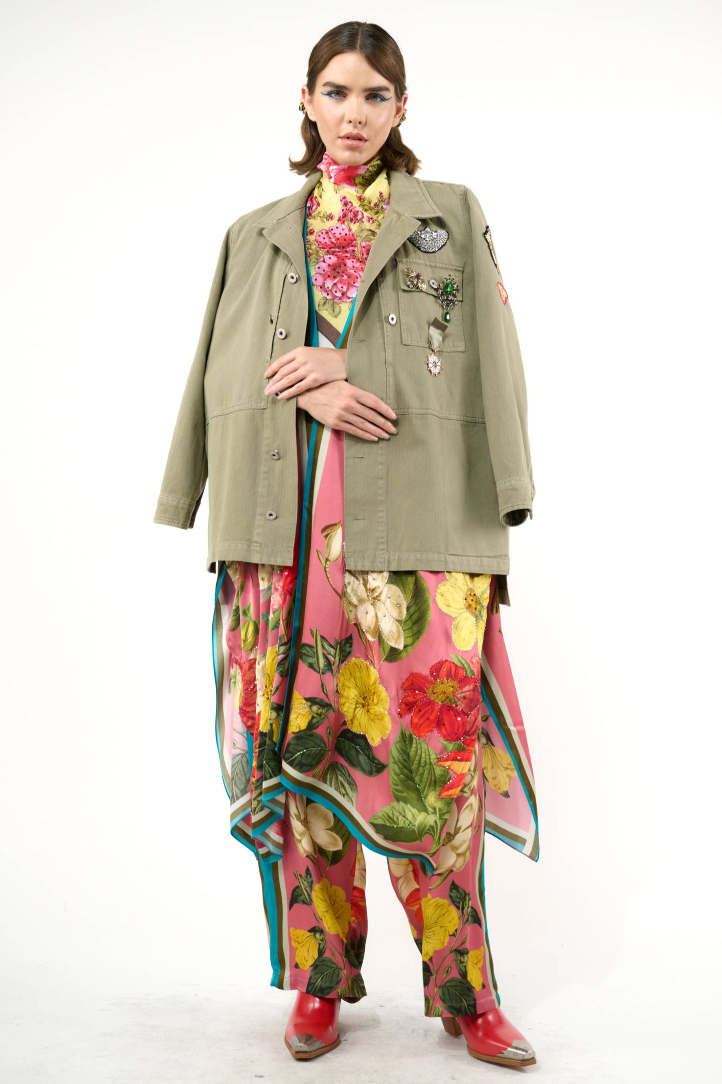 Aria Twill Jacket - Pins Included: Army / S