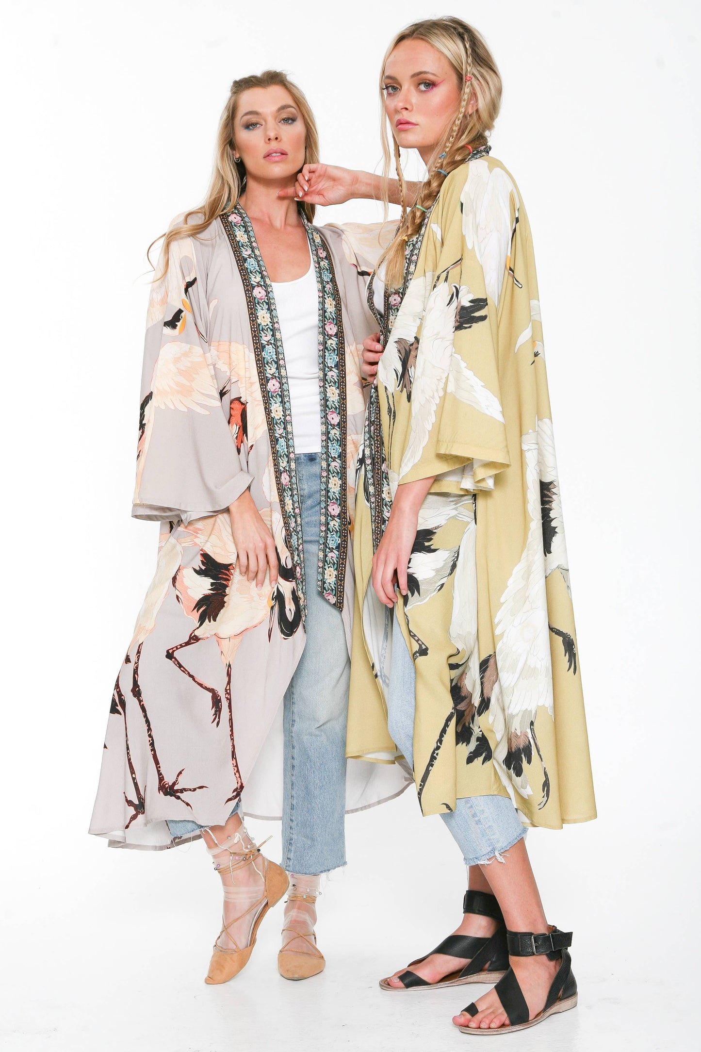 Story of the Crane Kimono: Slate / One Size