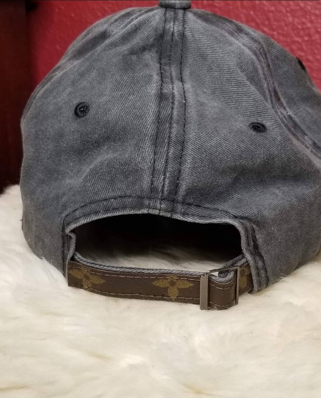Upcycled LV black acid wash cap