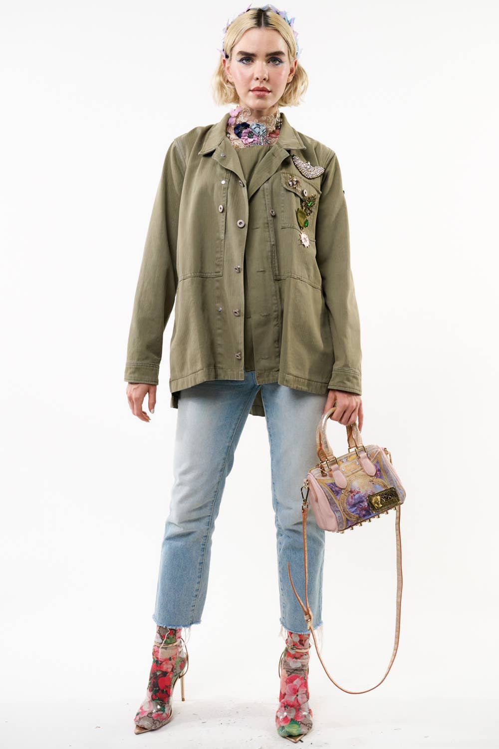 Aria Twill Jacket - Pins Included: Army / S