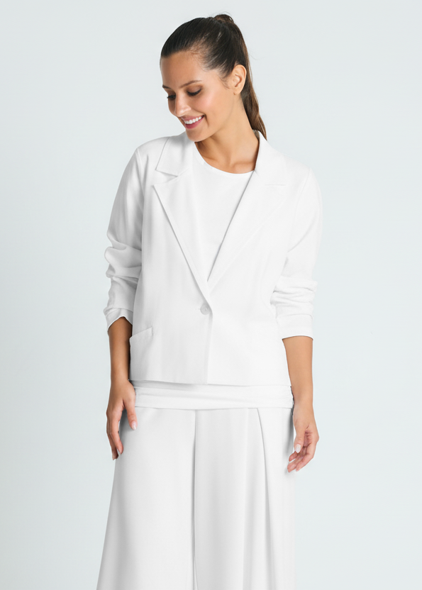 Scuba Crop Blazer - White: 2