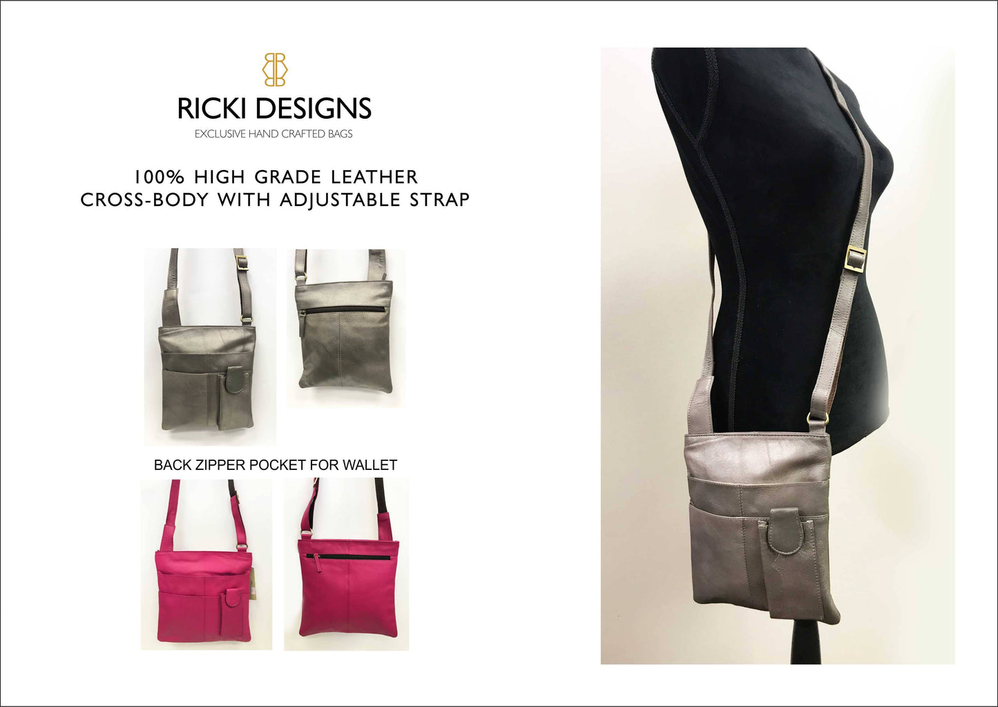 LEATHER CROSSBODY, I PAD TECH BAG: SILVER