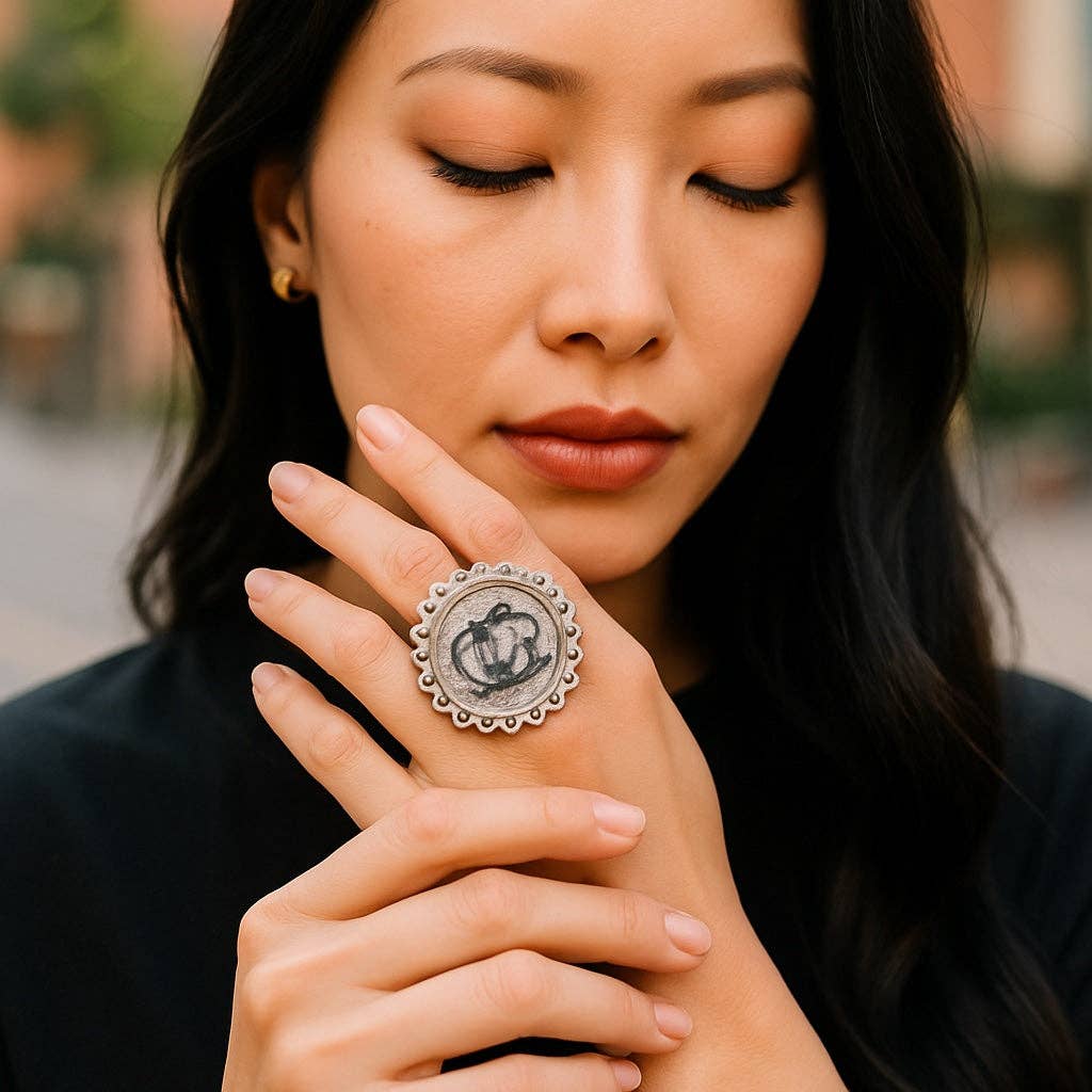 Silver AB Rhinestone Rings: 25mm