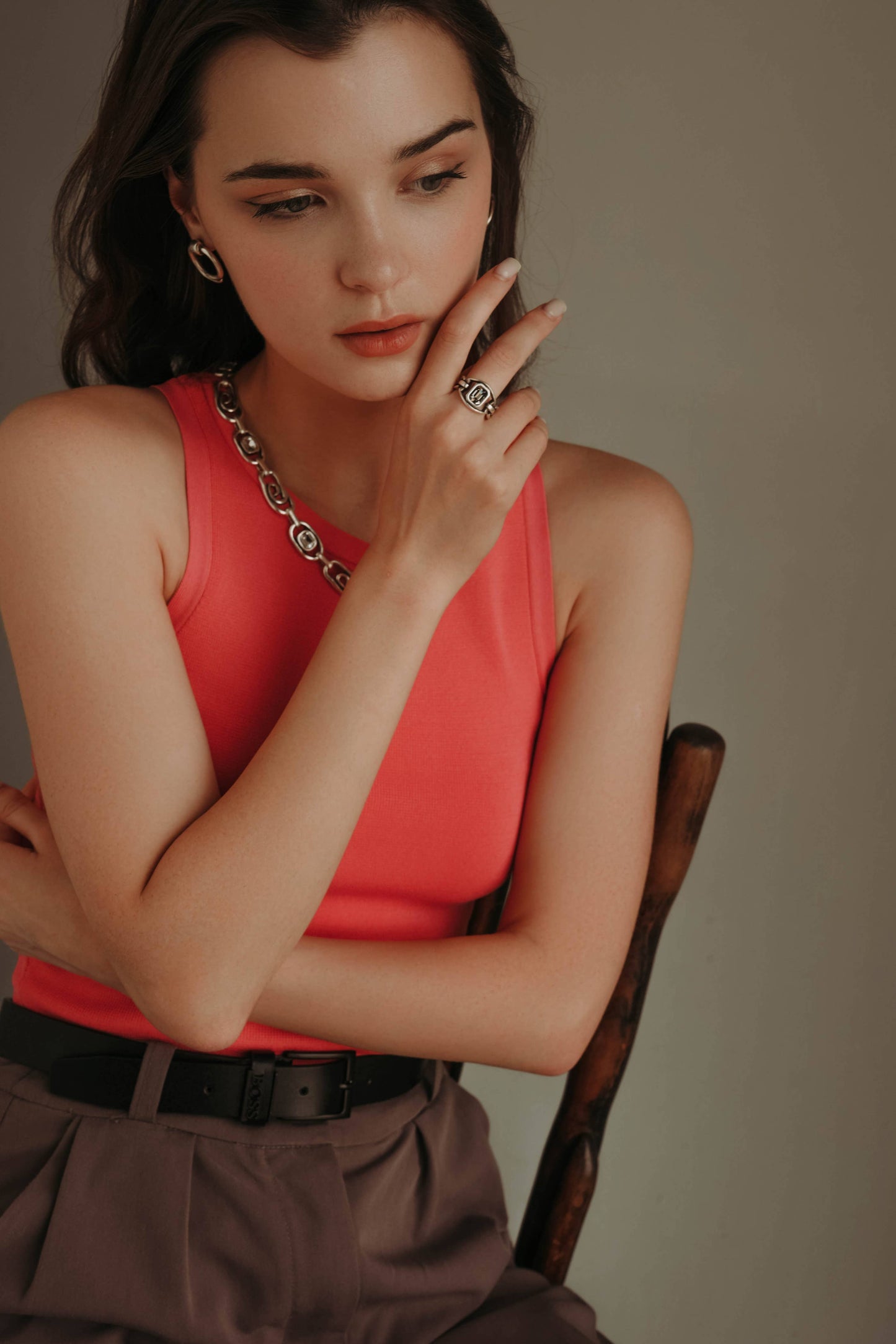 Handmade Crystal Brass Ring - 6817