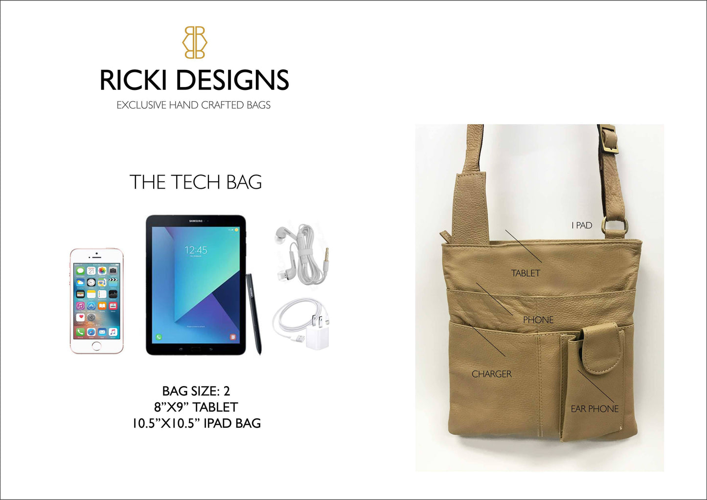 LEATHER CROSSBODY, I PAD TECH BAG: SILVER