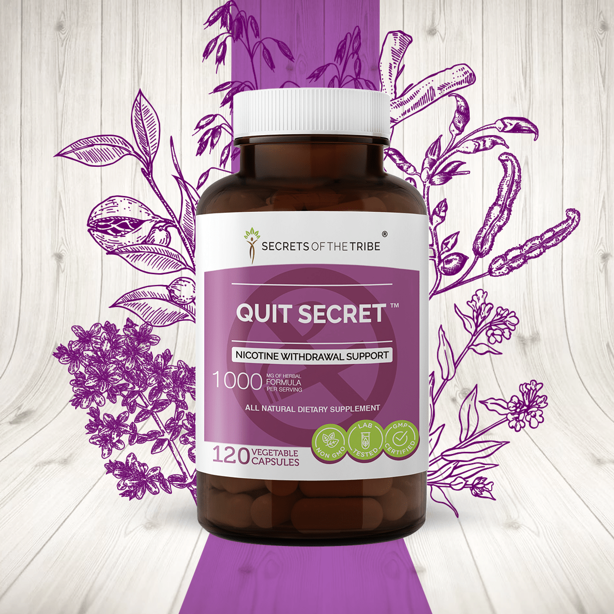 Quit Secret Capsules. Nicotine Withdrawal Support: 120 Capsules