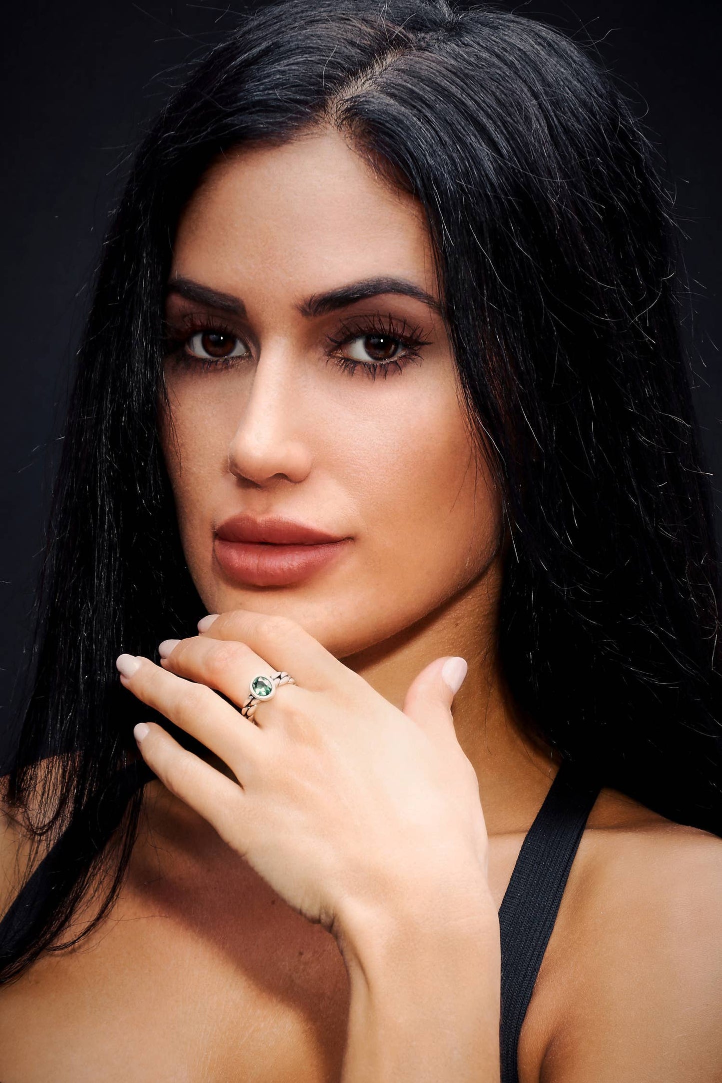 Handmade Crystal Brass Ring - 6851