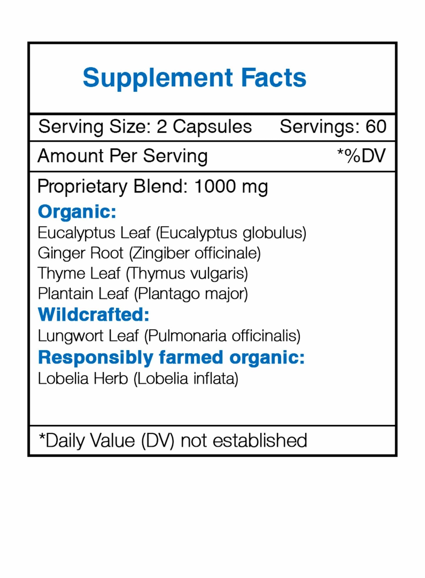 Respiratory Capsules. Respiratory Health Formula: 60 Capsules