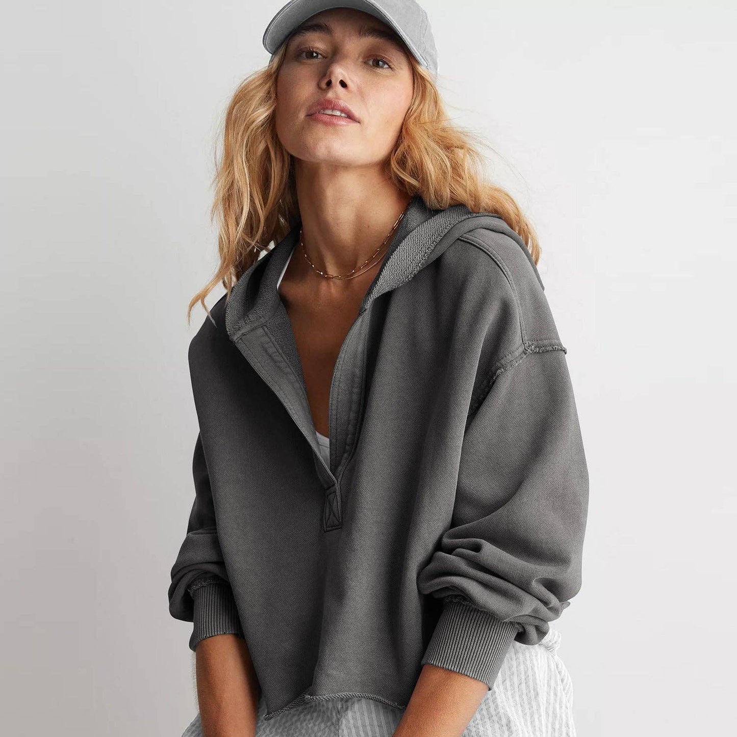 Trendy Hooded Sweatshirt for Women Comfortable Casual Wear: E24W0452-050 / L