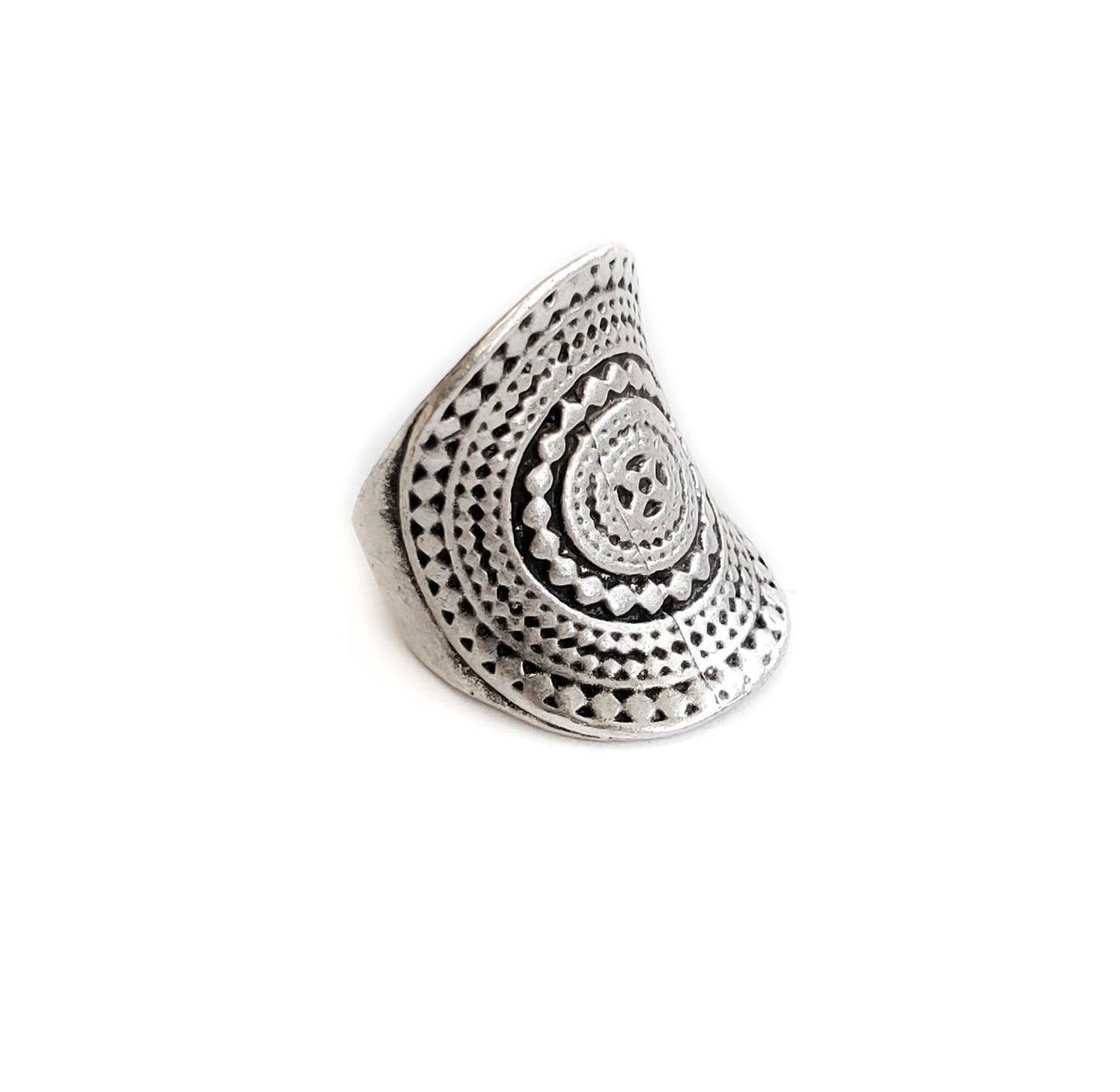 Handmade Boho Brass Ring In Silver Plated - ZRC-021