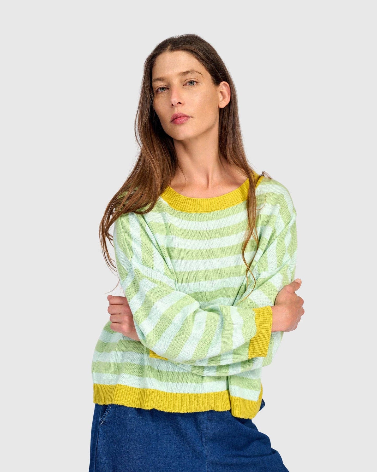 Lolly Stripe Sweater, Pistachio: Pistachio / ONE SIZE