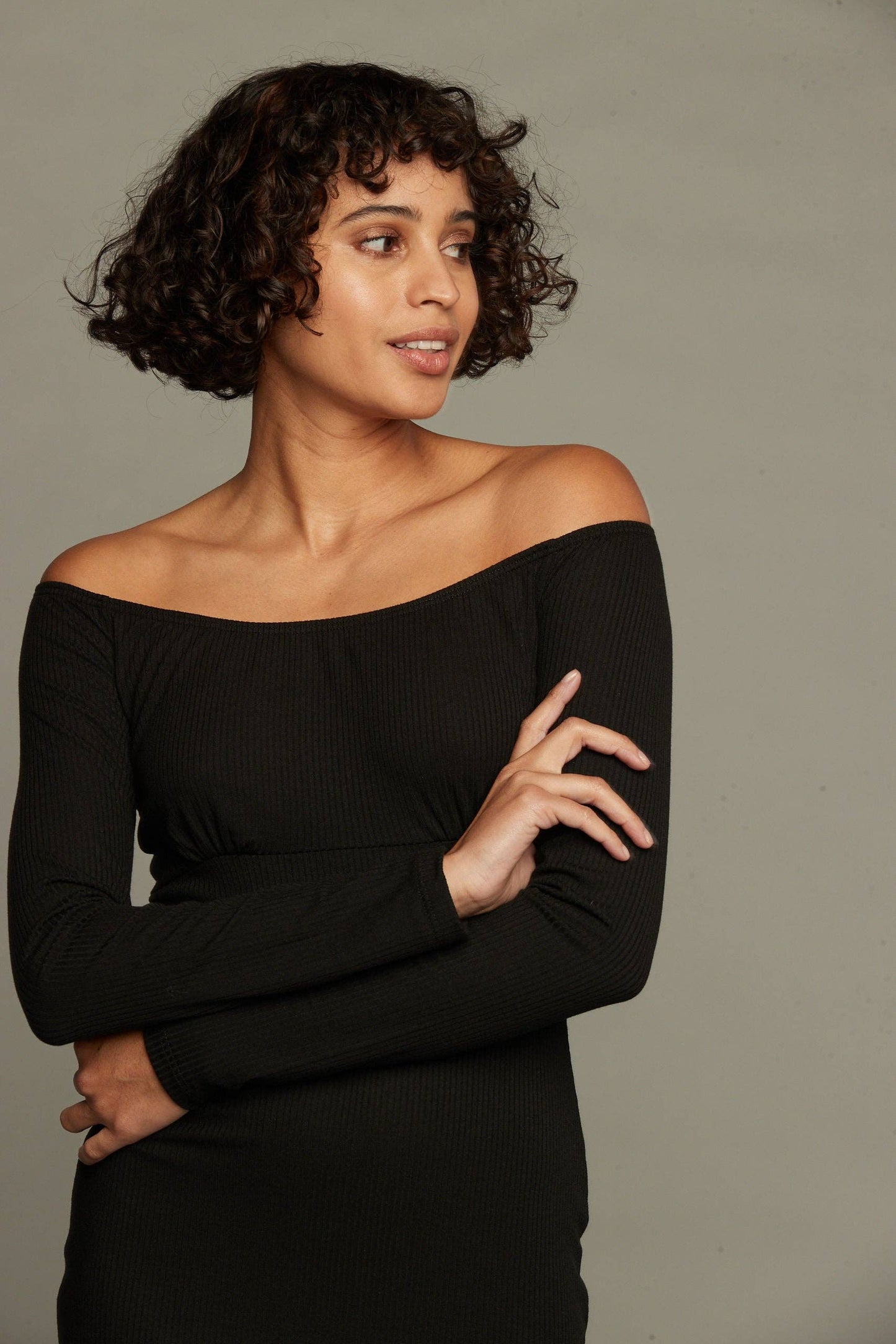 Desiree Off Shoulder Rib Dress - Sunday