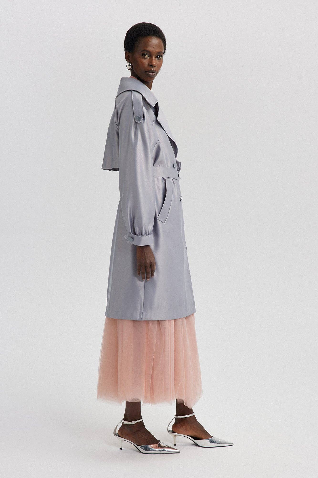 Satin Trench Coat: Standart 24S1X0012 - Touché Prive