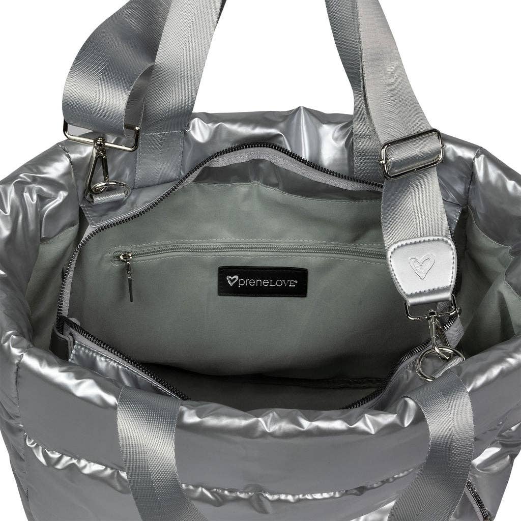 Panorama Puffer Large Tote - Silver
