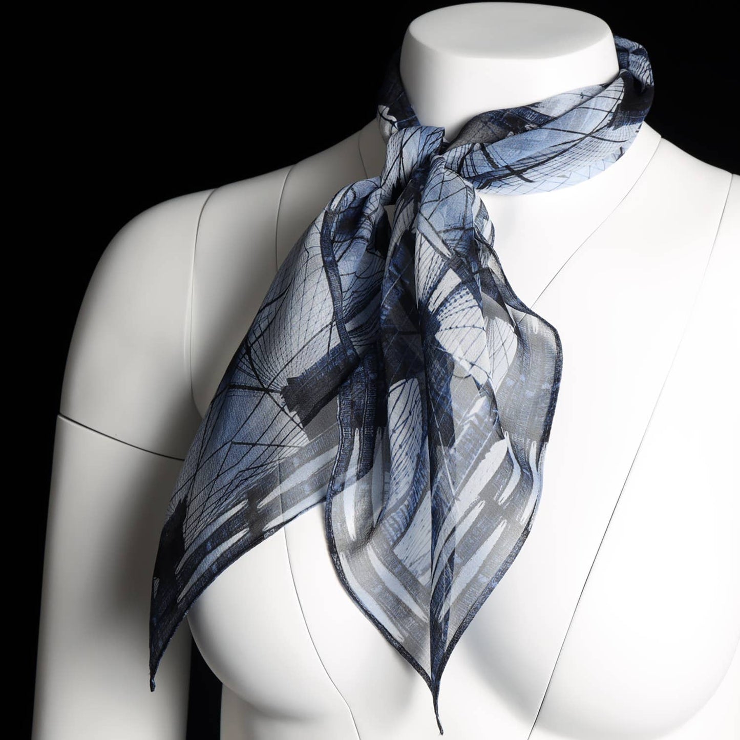 Silk 26 Inch Square Scarf - Brooklyn Bridge - Blue