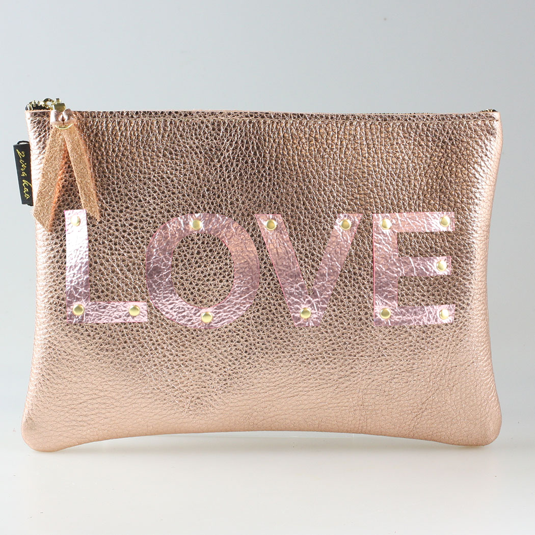 The Metallic Applique Carter: LOVE: Pewter w/Rose letters