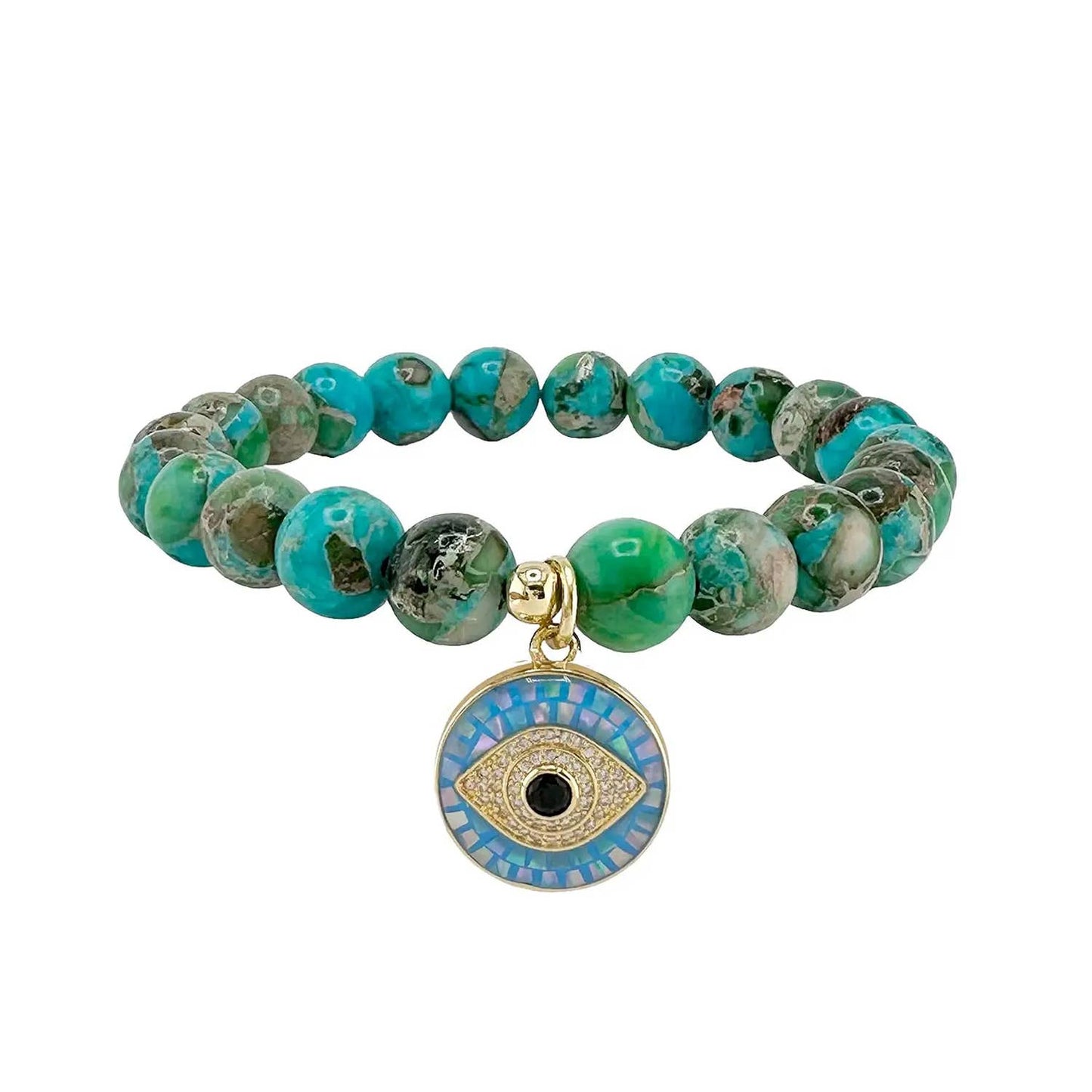 Lena Sea Sediment Jasper Evil Eye Bracelet: Blue