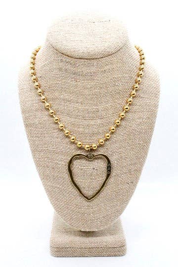Brass Cutout Heart Convertible Gold Chain Necklace: Single 8mm