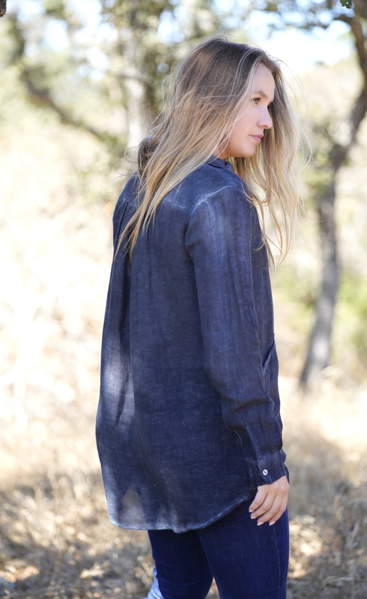 Anoushka Linen Top Navy: Navy / XL