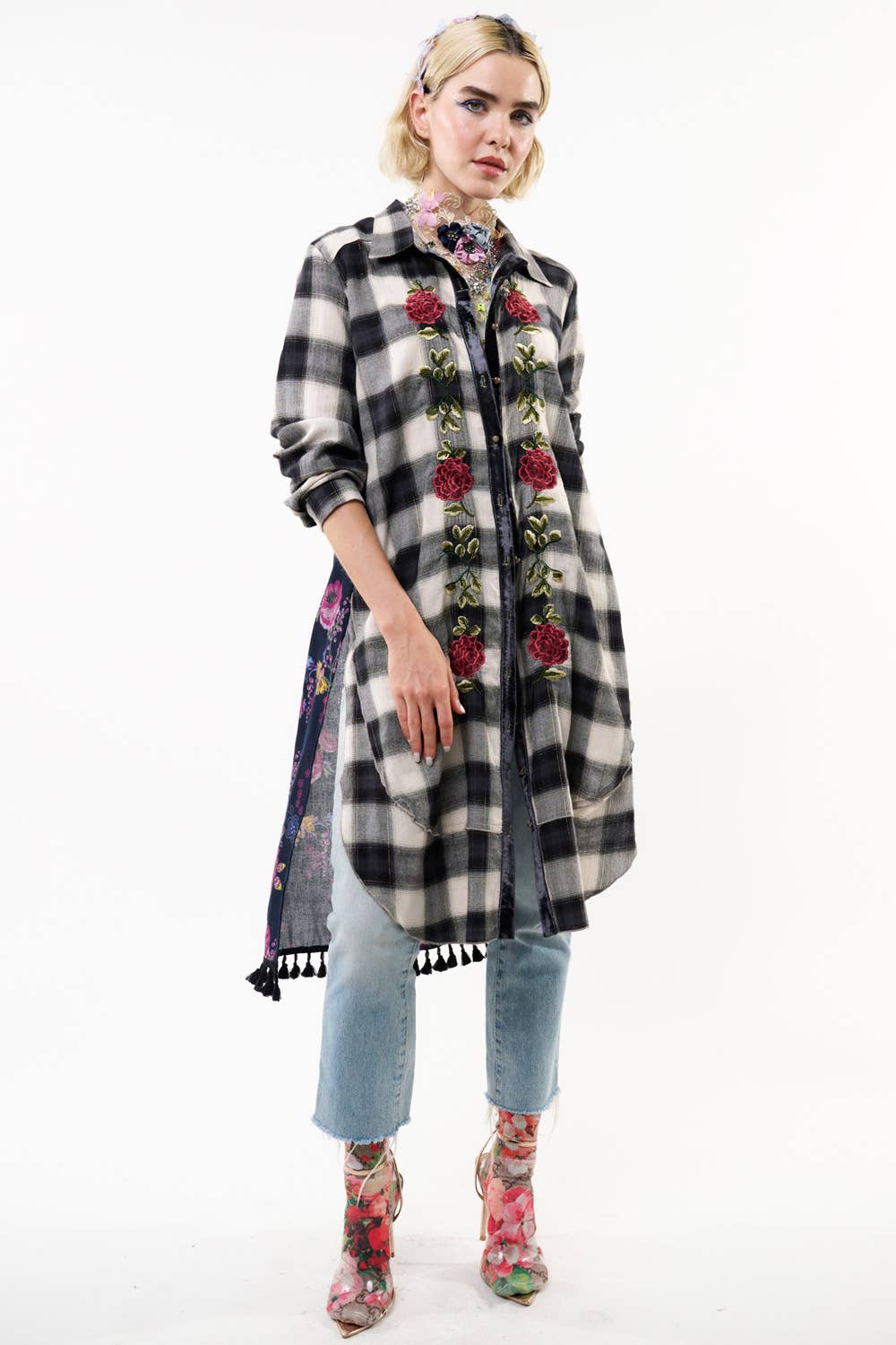 Feeling Special Shirt-Dress: Black/white / L