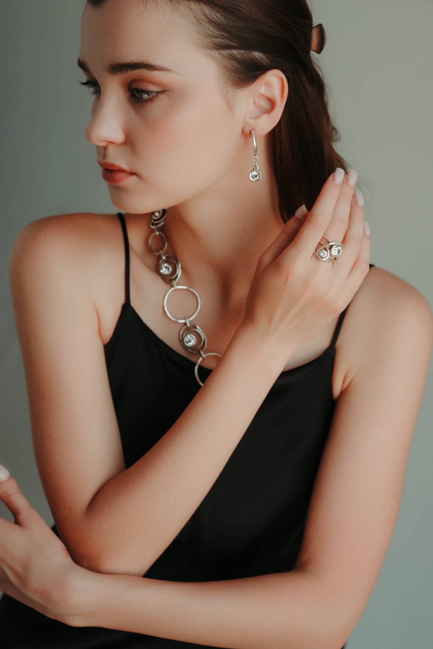 Handmade Crystal Brass Ring - 6820
