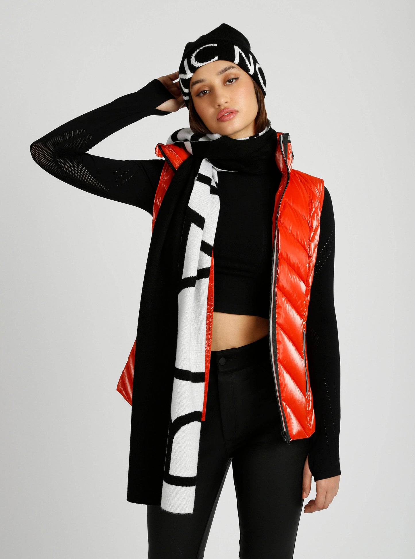 Jacquard Knit Scarf - Blanc Noir