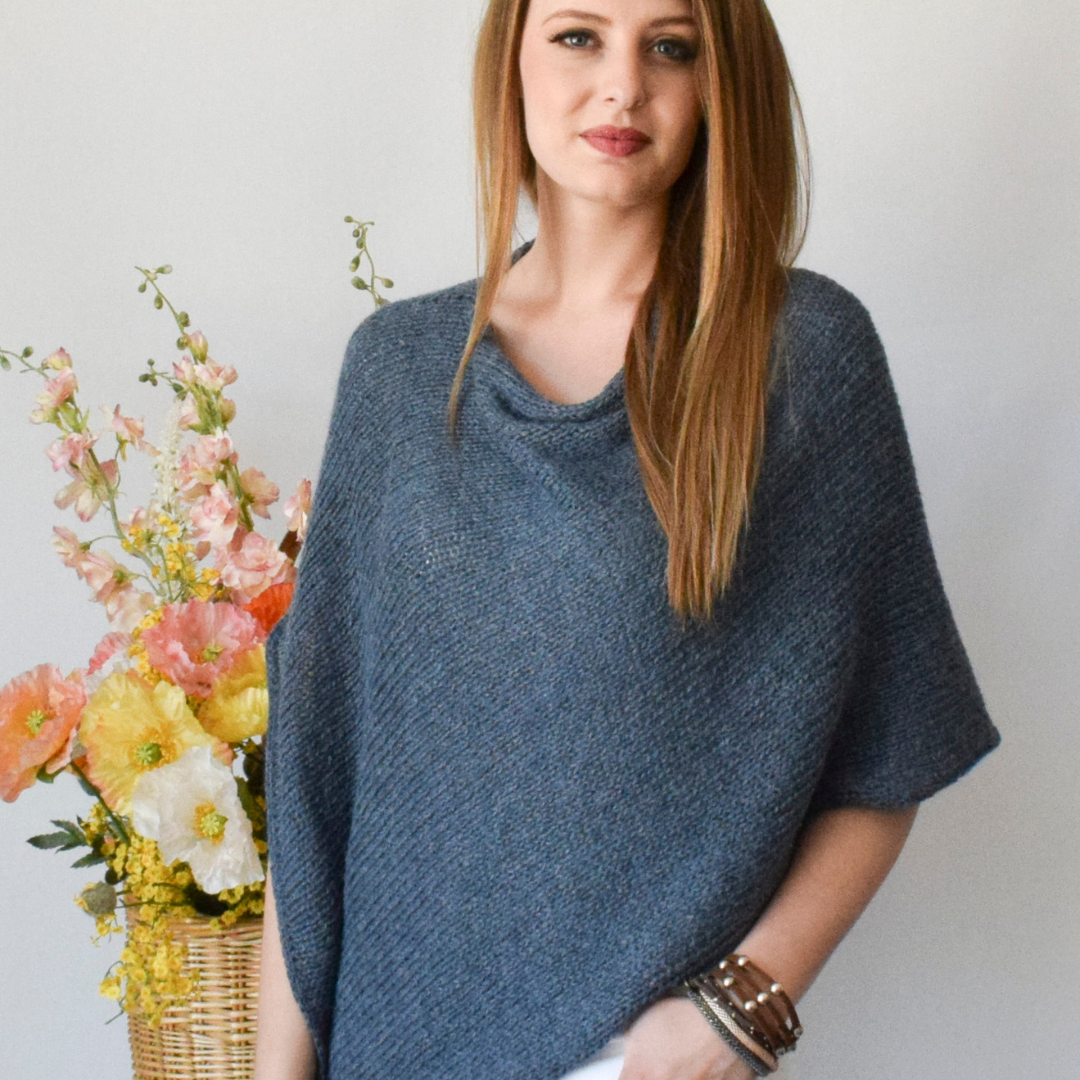 Alpaca Hand Knit Poncho Wrap: Mustard Yellow