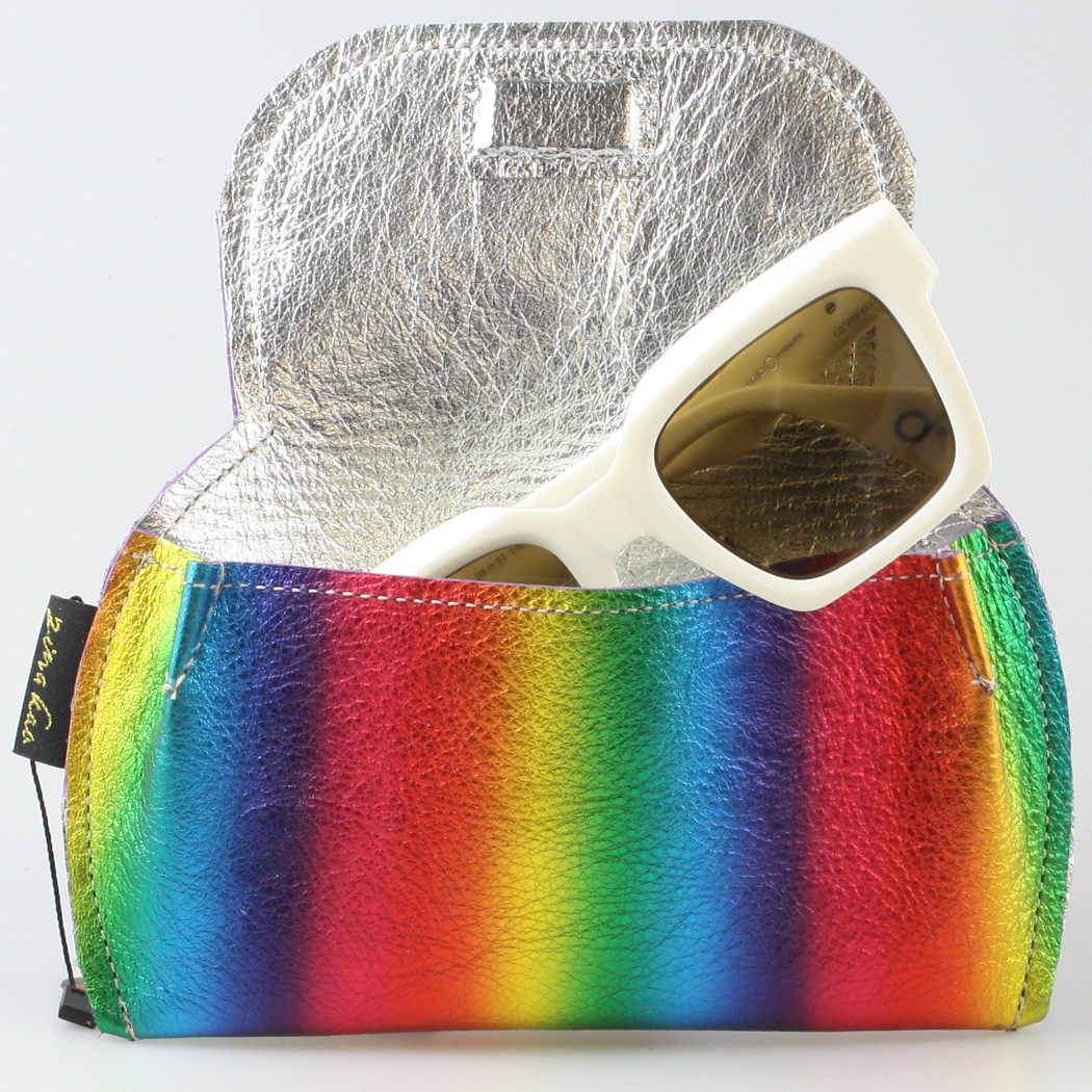 The Marla Sunglass Case: Metallics!: Silver Inside / Sapphire Outside