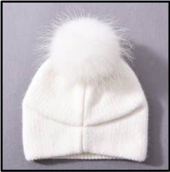Chloe Stars & Studs Winter Hat: Black Real Fur Pom Pom