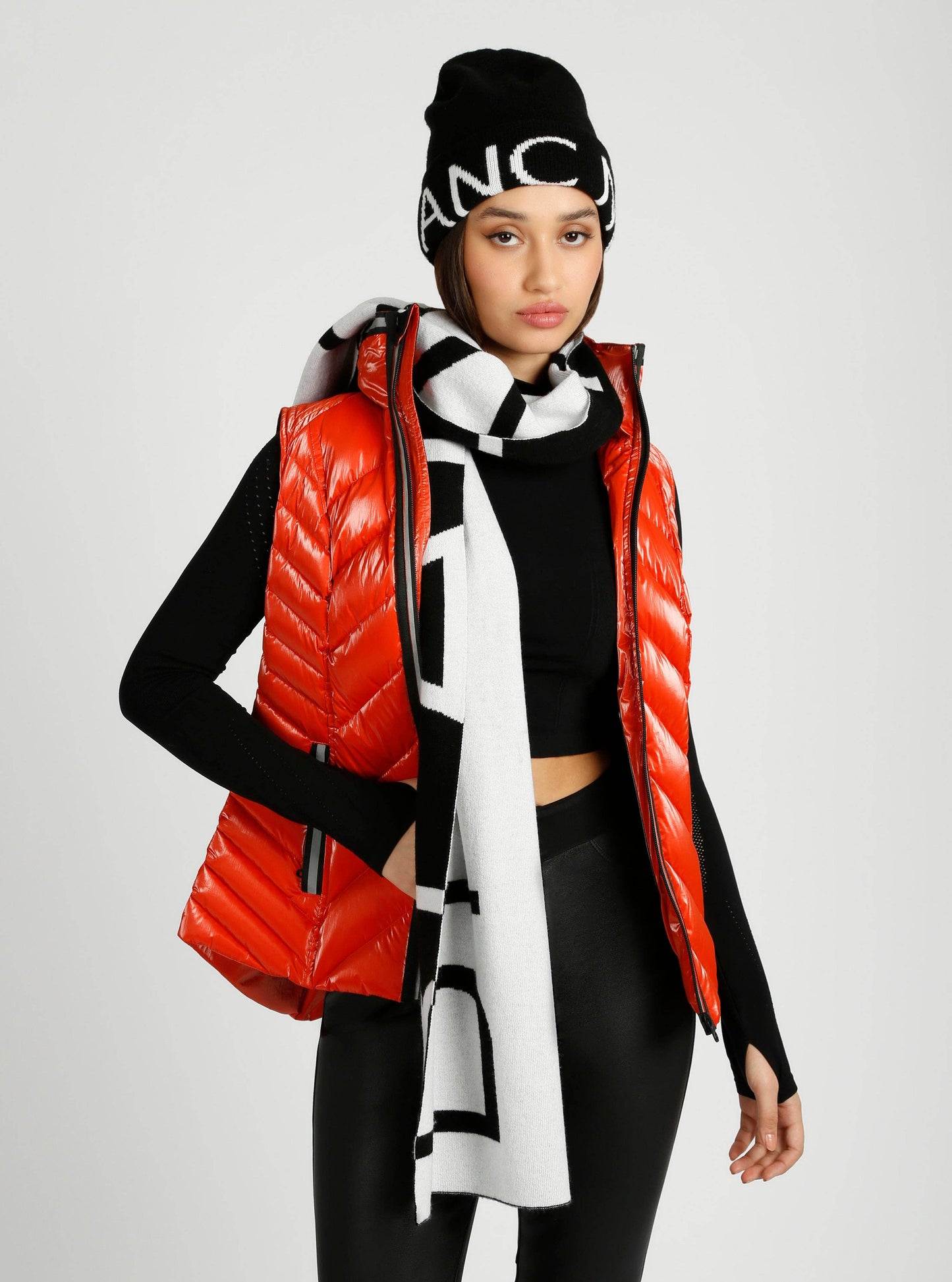 Jacquard Knit Scarf - Blanc Noir