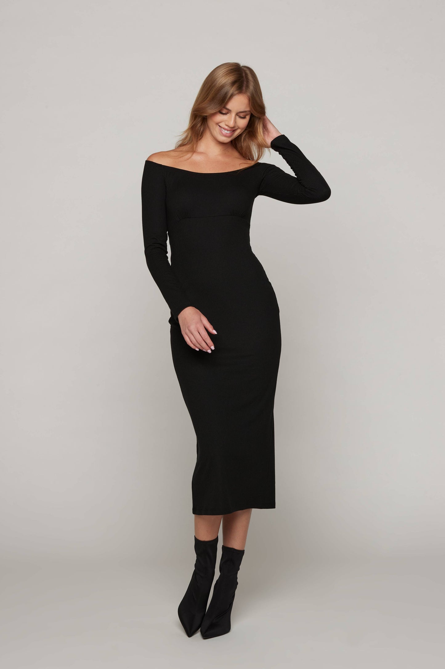 Desiree Off Shoulder Rib Dress - Sunday