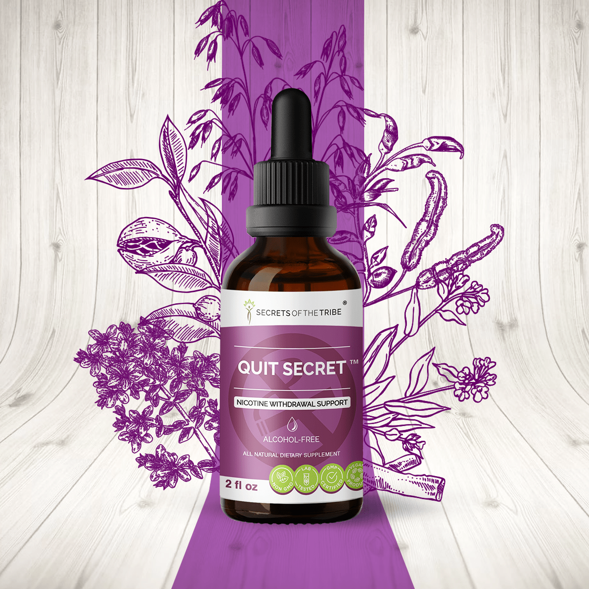 Quit Secret. Nicotine Withdrawal Support: 2 FL OZ / Alcohol-FREE