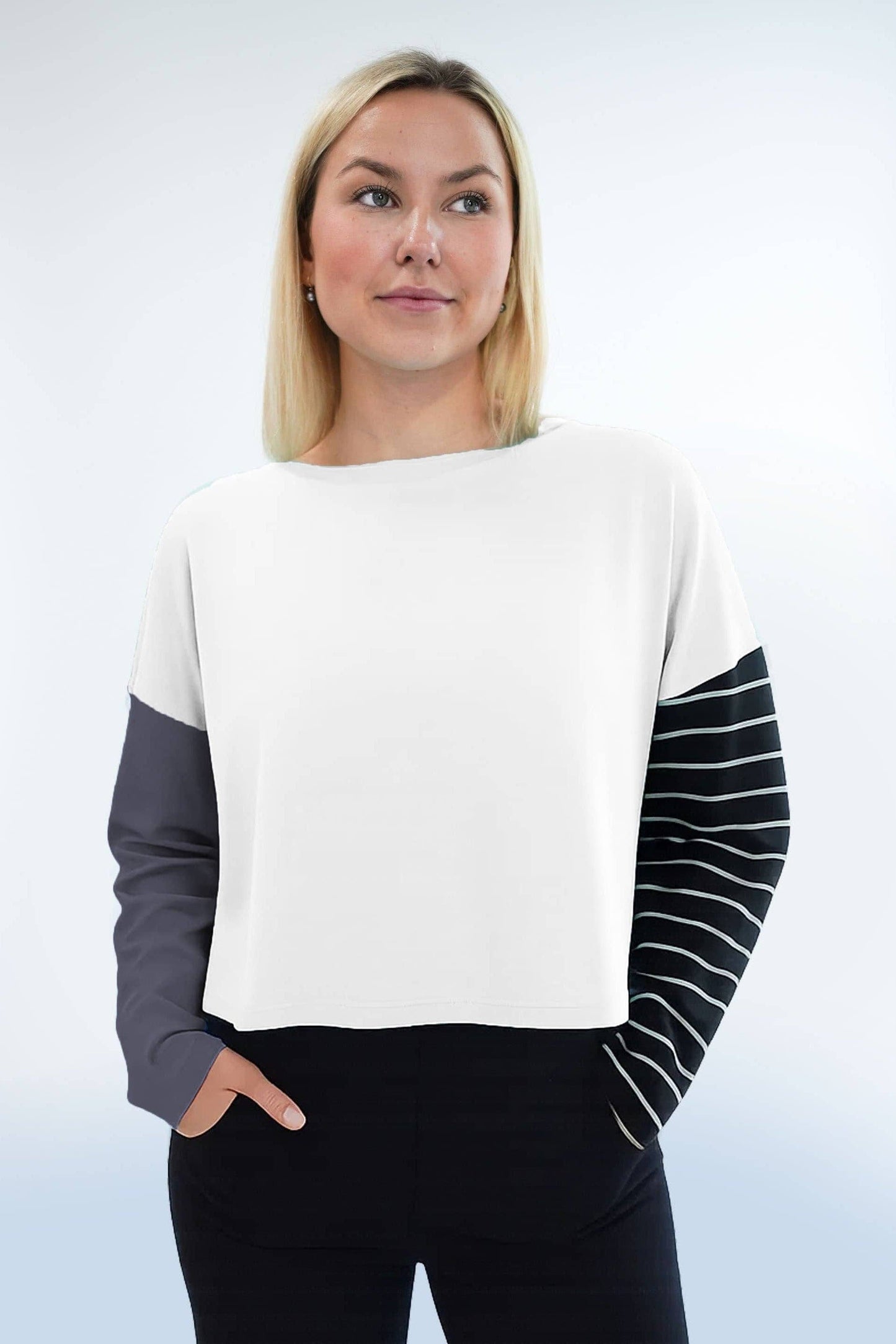 Pima Cotton Mixed Media Mini Luxury Boxy T-Shirt - White: White