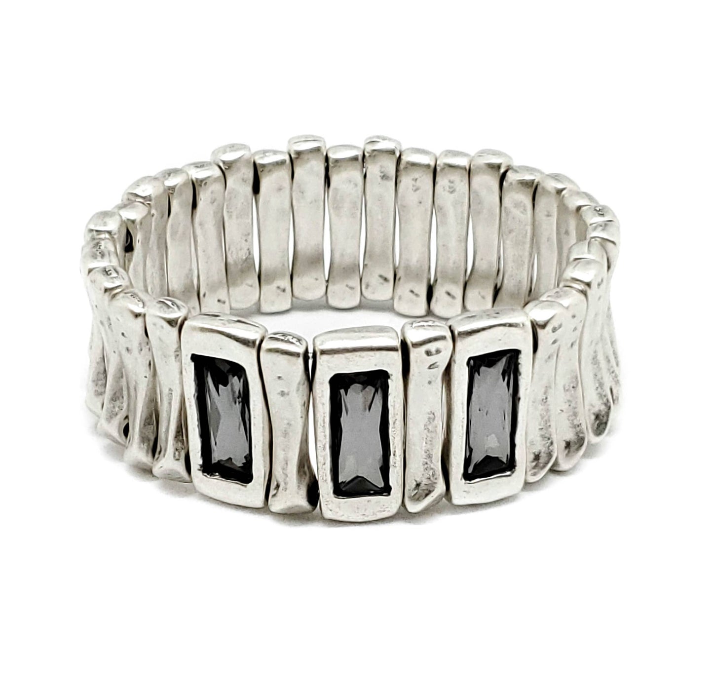 Handmade Pewter & Crystal Bracelet - NB2155 SMOKEY