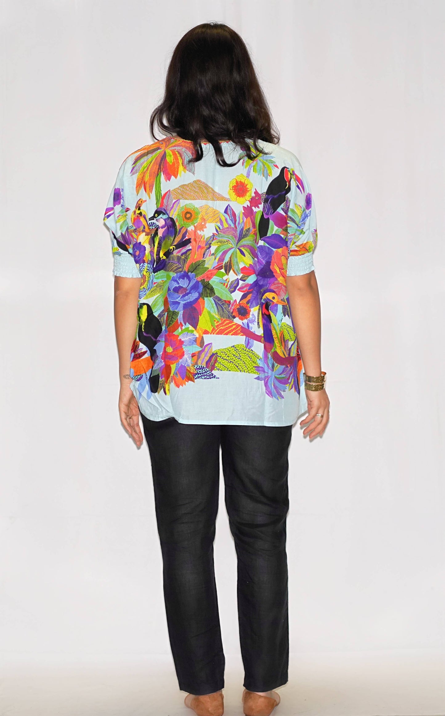 Tropical Print Blouse: M