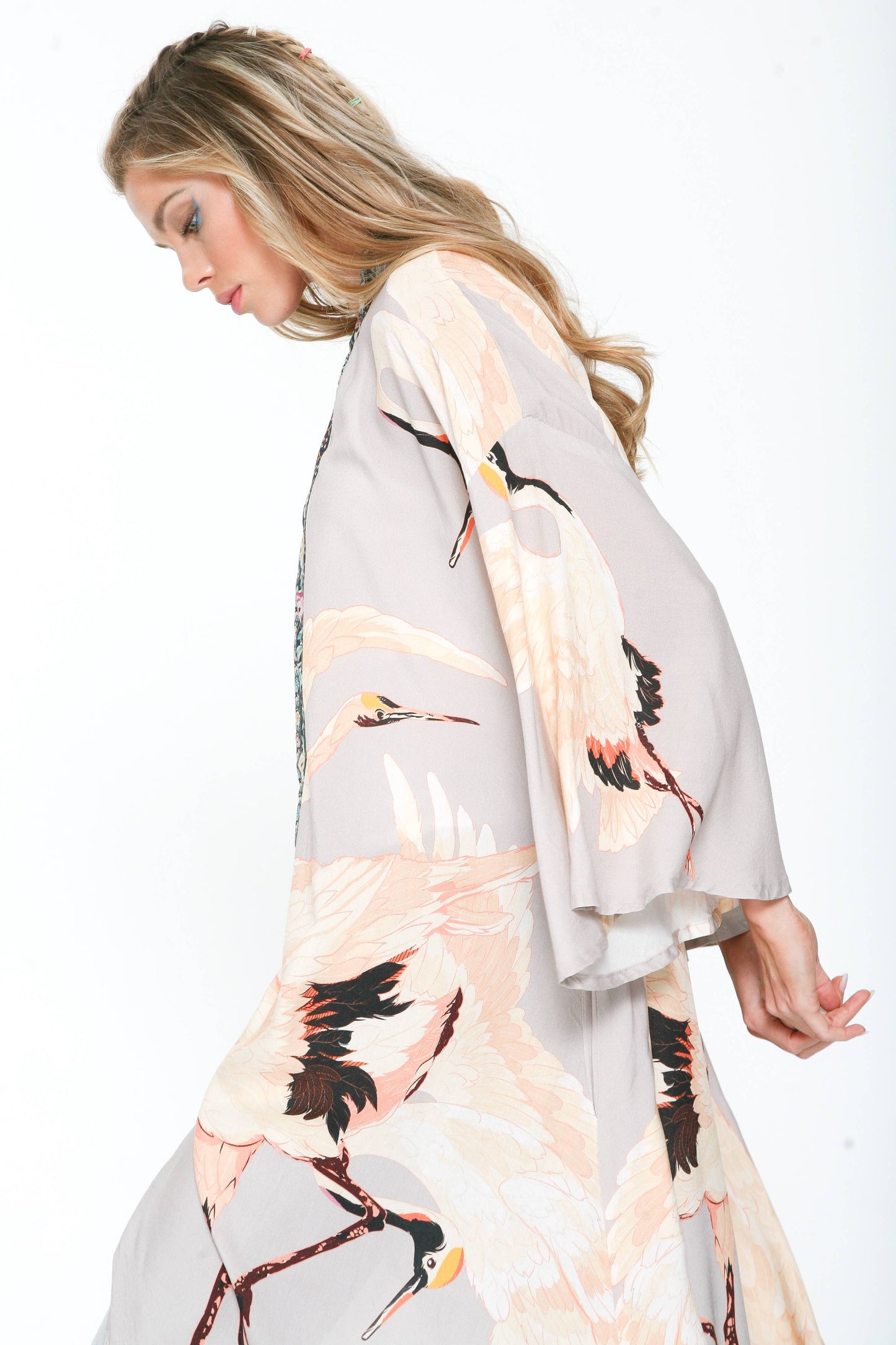 Story of the Crane Kimono: Slate / One Size