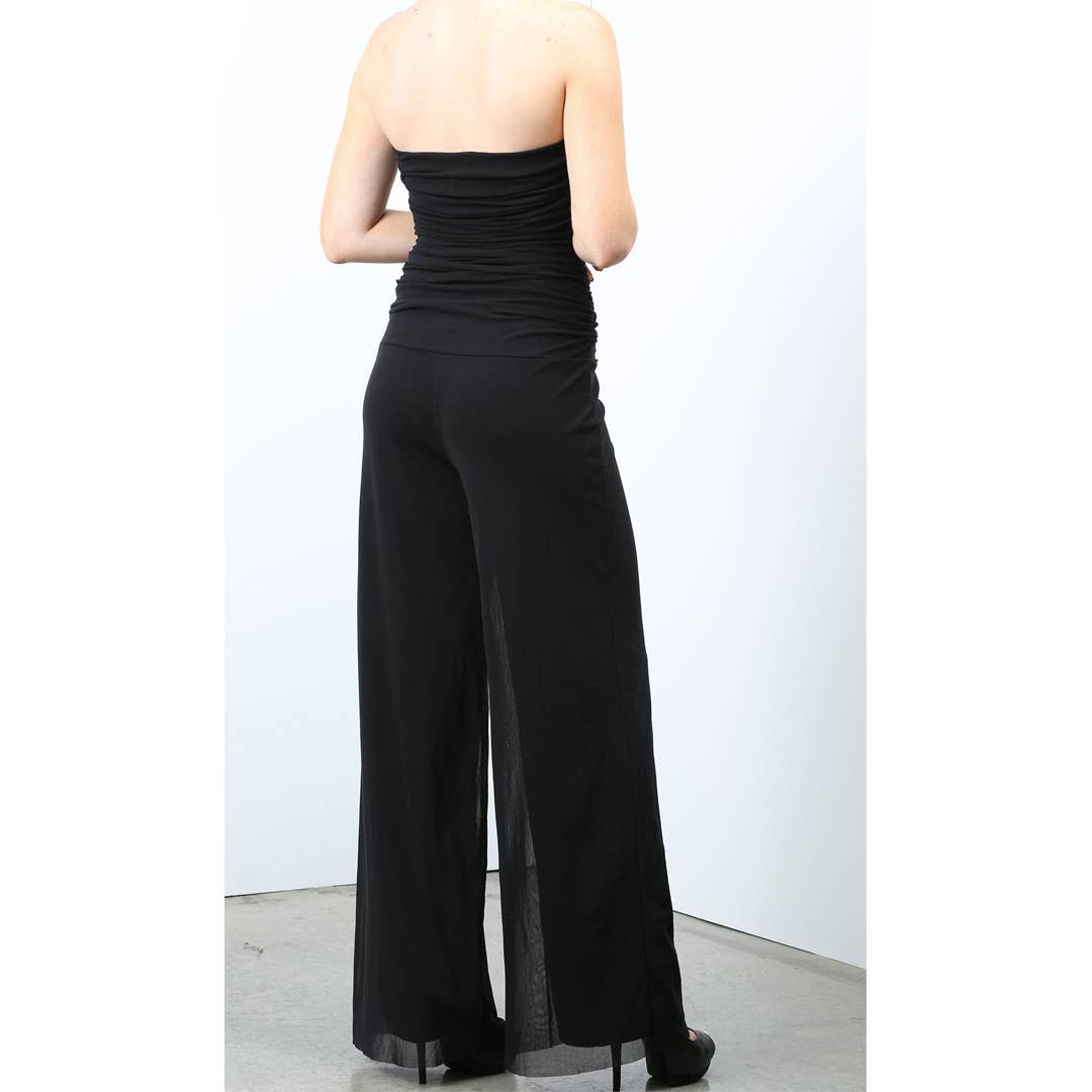 MAXIMA Strapless Ruched Bodice Jumpsuit - Black: Black / M
