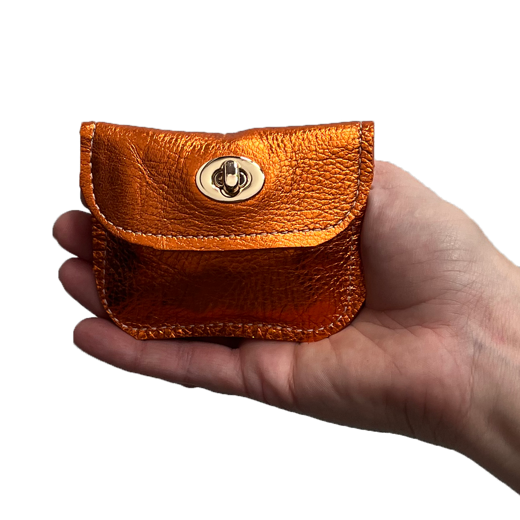 The Turnlock Metallic Leather Wallets: 3 sizes!: Silver / Hamilton: 8"x4.5"