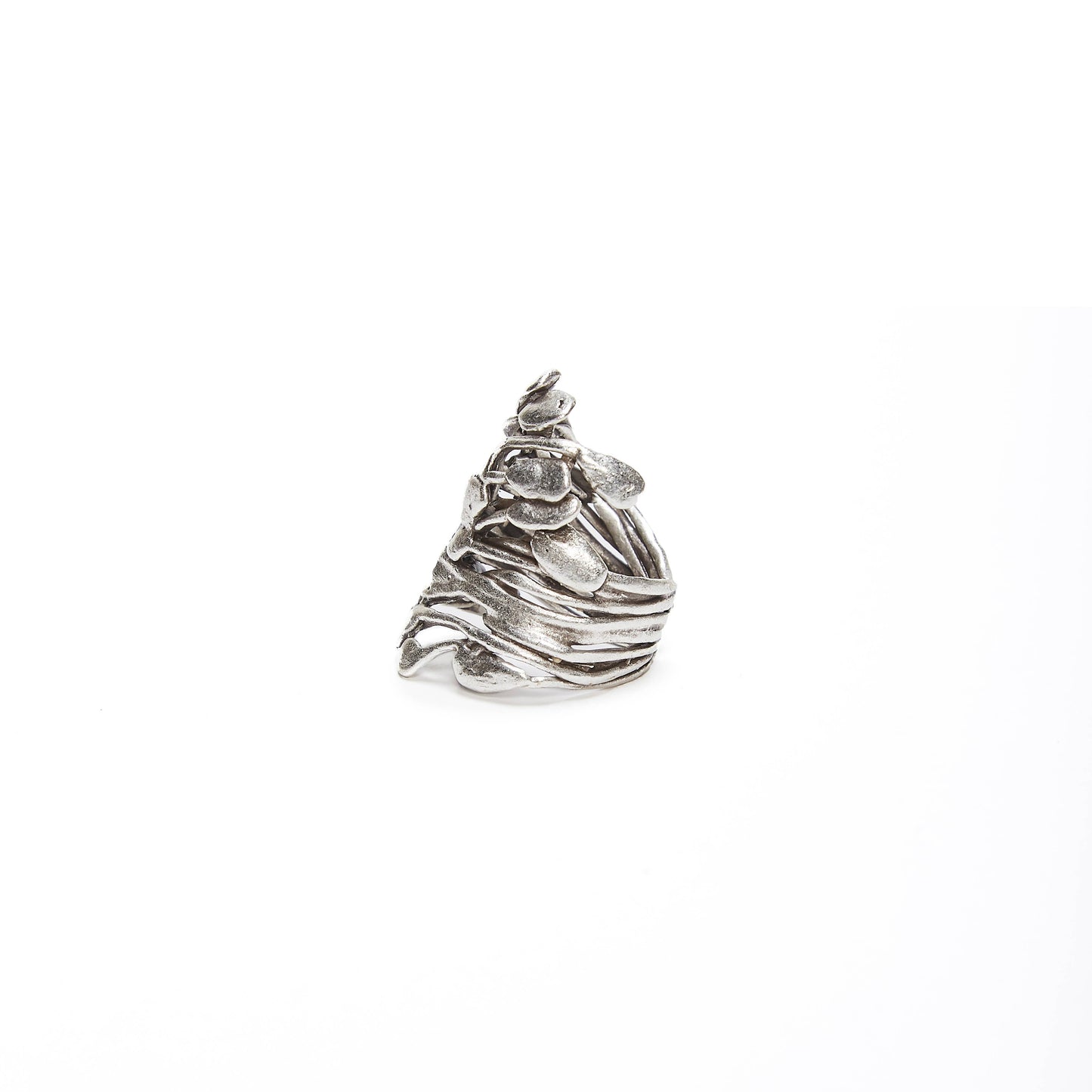 Handmade Brass Ring In Silver Plated - 6860