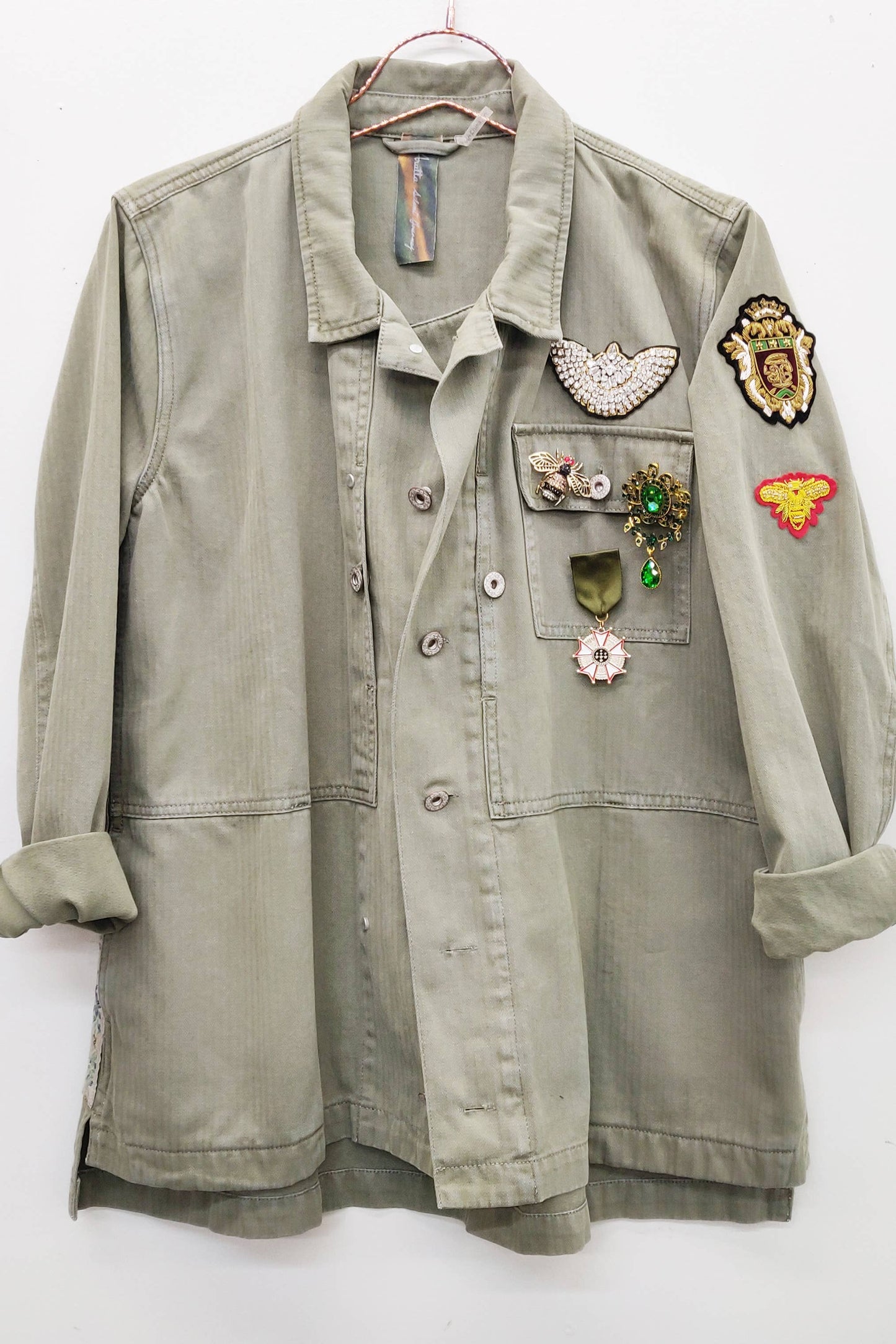 Aria Twill Jacket - Pins Included: Army / S