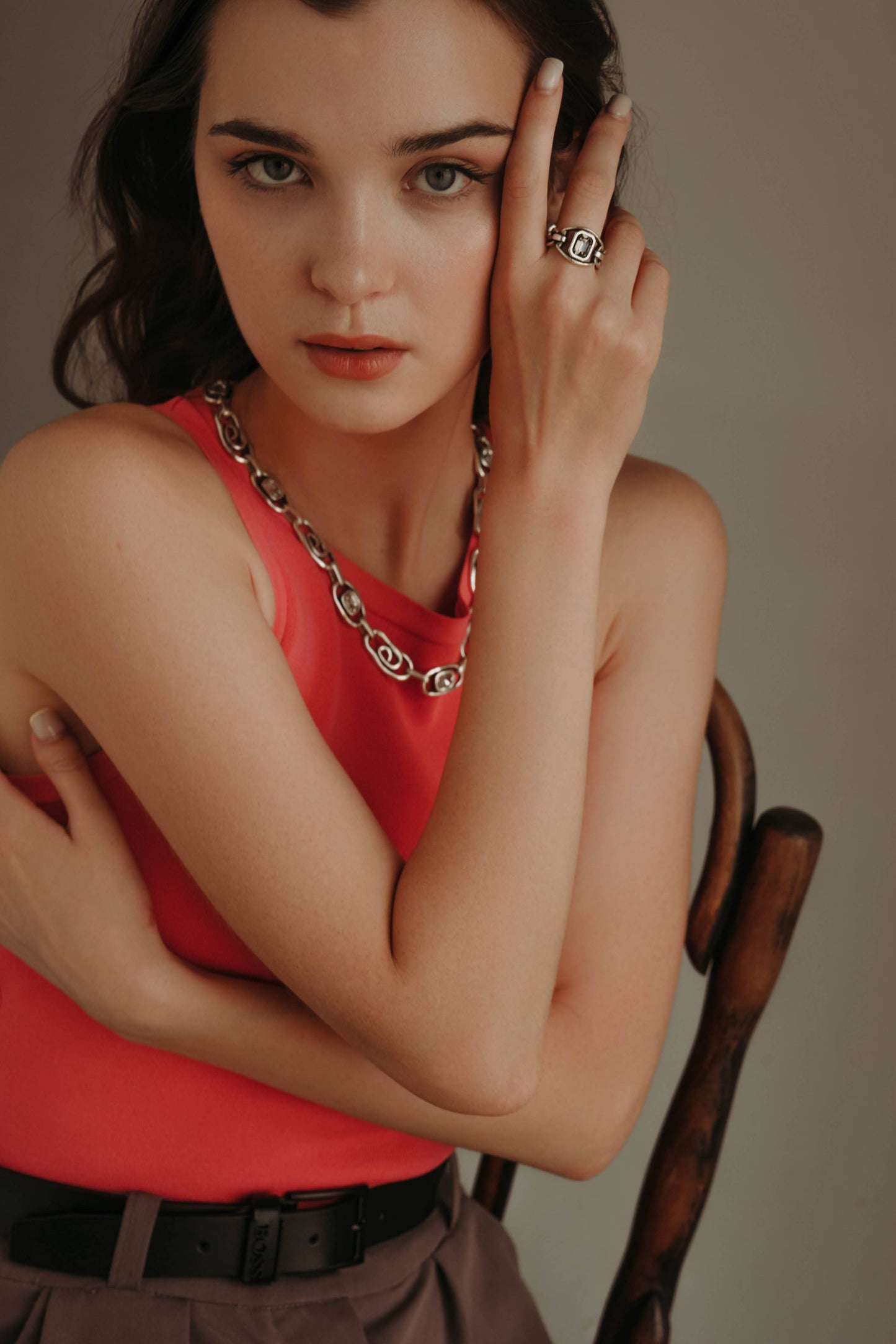 Handmade Crystal Brass Ring - 6817