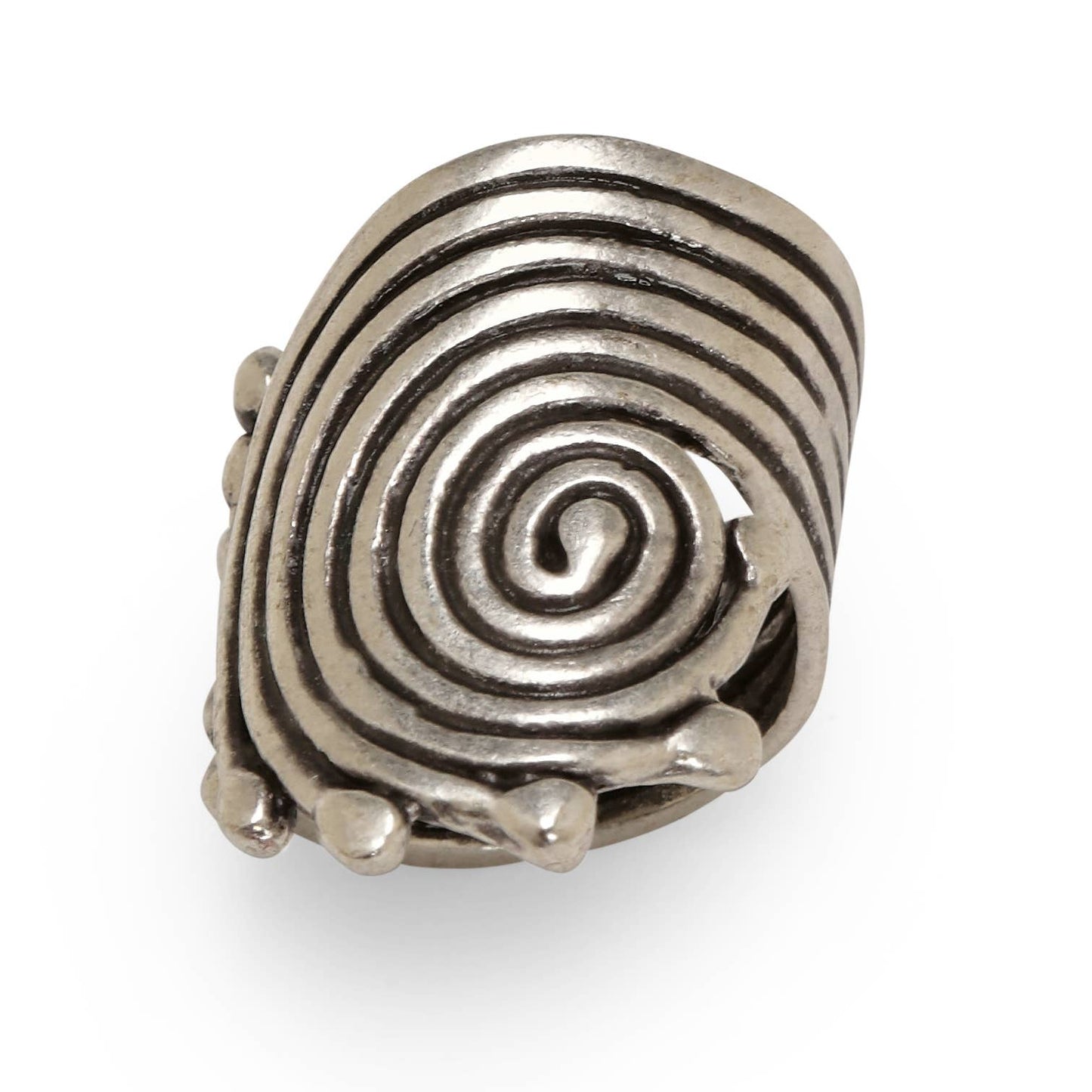 Handmade Spiral Brass Ring In Silver Plated - ZRC-026
